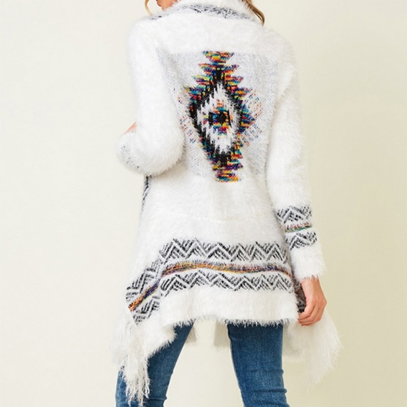 ♥️LAST ONE🎁 LARGE AVAILABLE ♥️TRENDY white long open cardigan - Picture 2 of 11